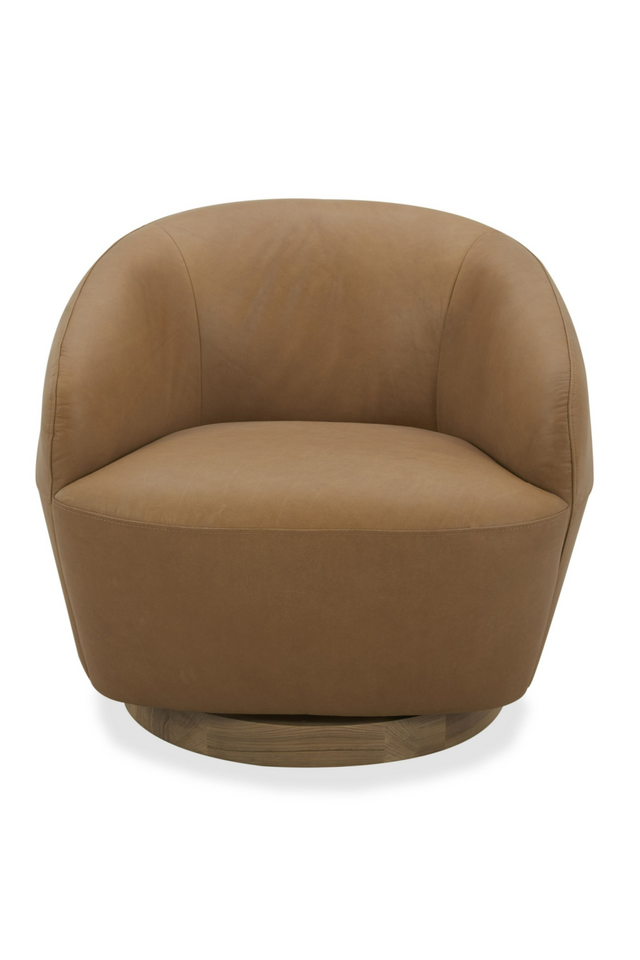 Tan Leather Swivel Accent Chair | OROA Modern Agatha | Oroa.com
