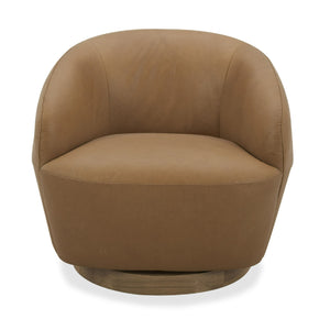 Tan Leather Swivel Accent Chair | OROA Modern Agatha