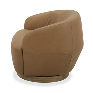 Tan Leather Swivel Accent Chair | OROA Modern Agatha