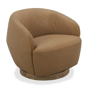 Tan Leather Swivel Accent Chair | OROA Modern Agatha