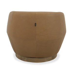 Tan Leather Swivel Accent Chair | OROA Modern Agatha