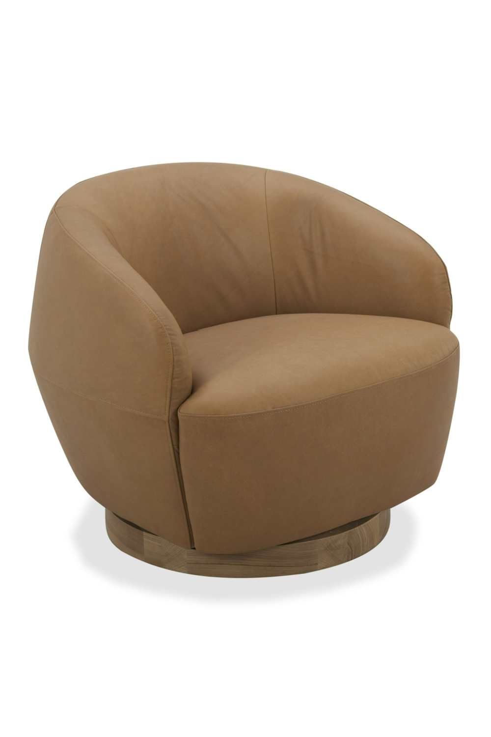 Tan Leather Swivel Accent Chair | OROA Modern Agatha | Oroa.com