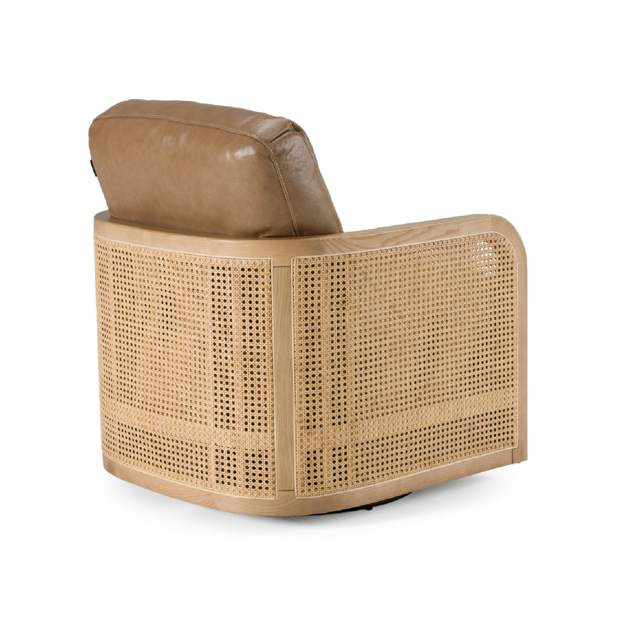   Tan Leather Wicker Swivel Chair | Oroa.com