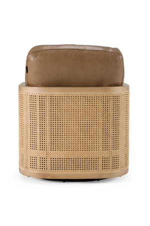 Tan Leather Wicker Swivel Chair | OROA Modern Danson | Oroa.com