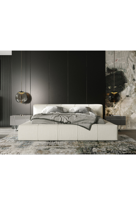 Channel-Tufted Cream Bed | OROA Modern Lamont | Oroa.com
