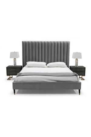 Gray Velvet Channel-Tufted Bed | OROA Modern Hemlock | Oroa.com