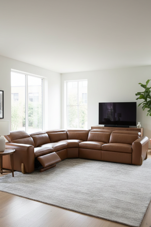 Brown Leather Sectional Recliner Sofa | OROA Modern Conrad | Oroa.com