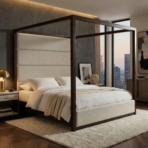  Brown Oak Canopy Bed | Oroa.com