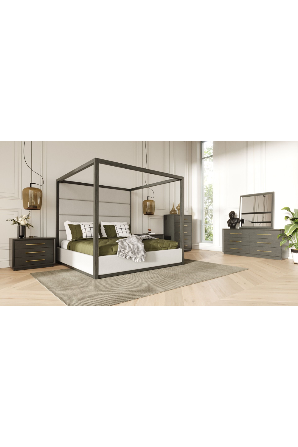 Gray Canopy Queen Bed | OROA Modern Manhattan | Oroa.com