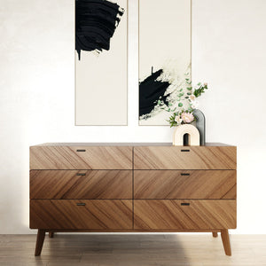  6-Drawer Walnut Veneer Dresser | Oroa.com