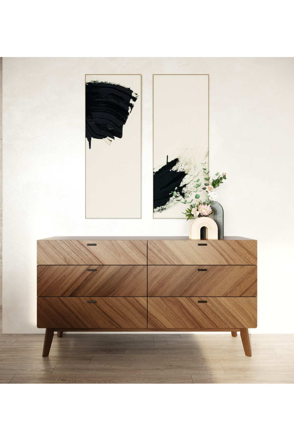 6-Drawer Walnut Veneer Dresser | OROA Modern Kamela | Oroa.com