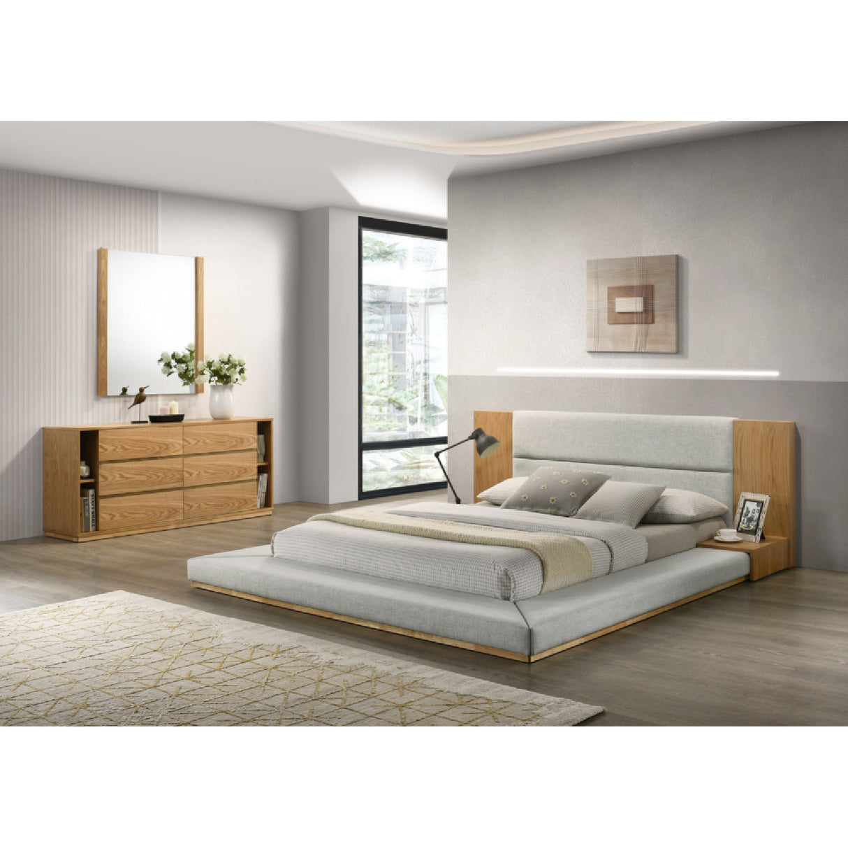   Natural Oak Queen Bed | Oroa.com