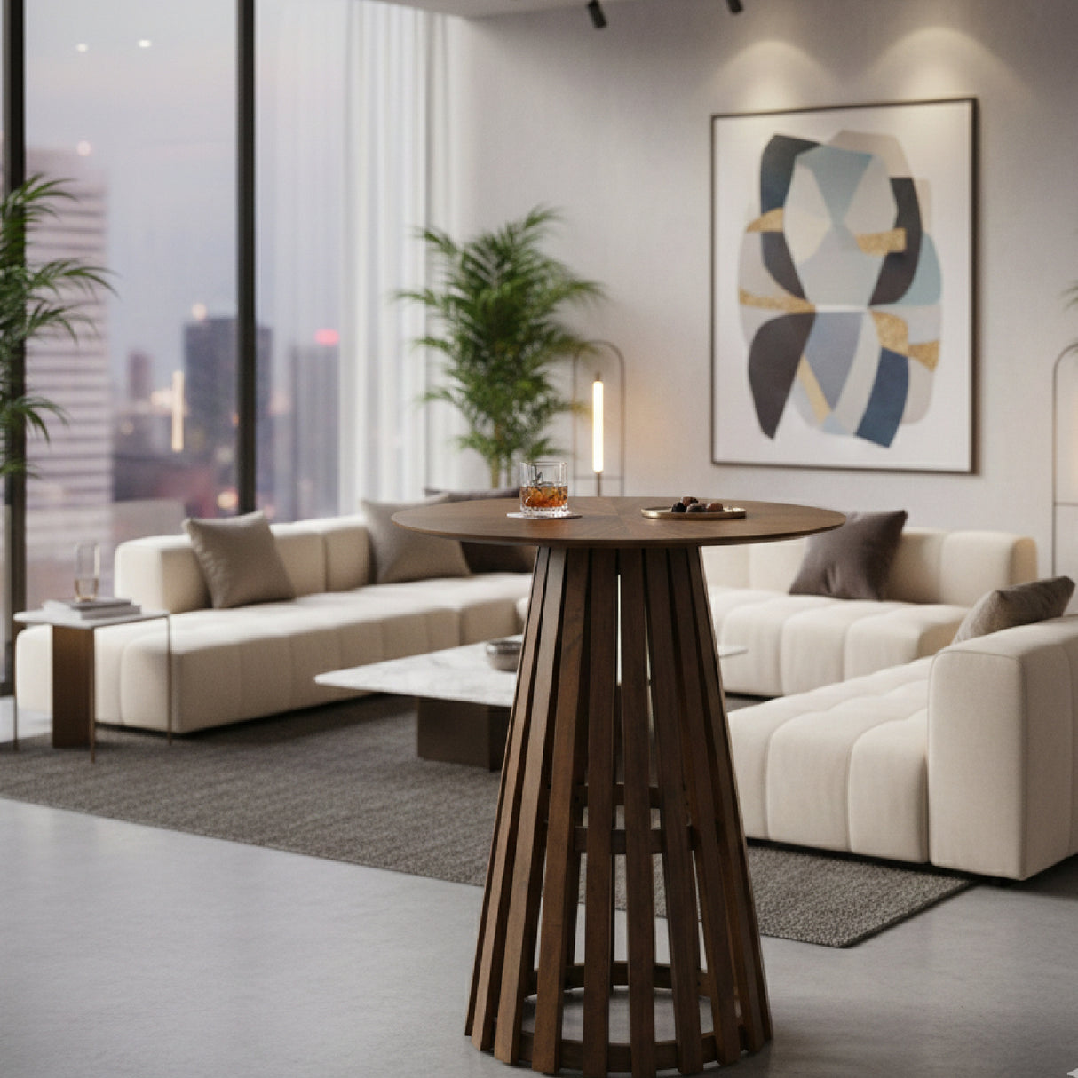   Round Walnut Bar Table | Oroa.com