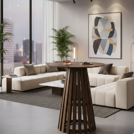   Round Walnut Bar Table | Oroa.com