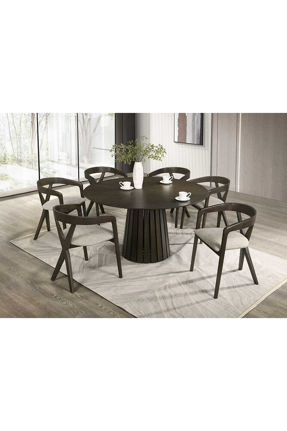   Wenge Veneer Round Dining Table | Oroa.com