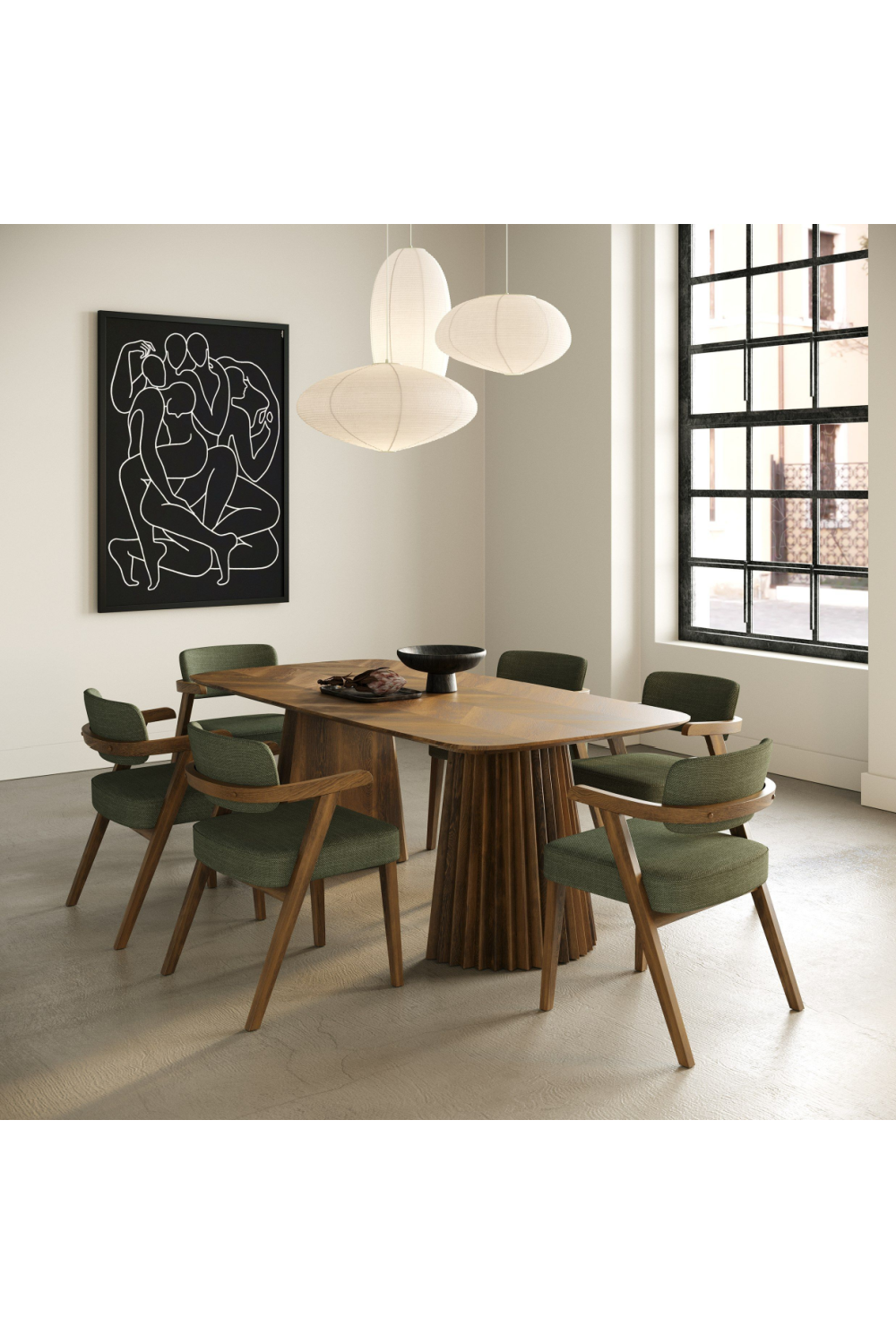 Herringbone Walnut Dining Table | OROA Modern Sacks | Oroatrade.com