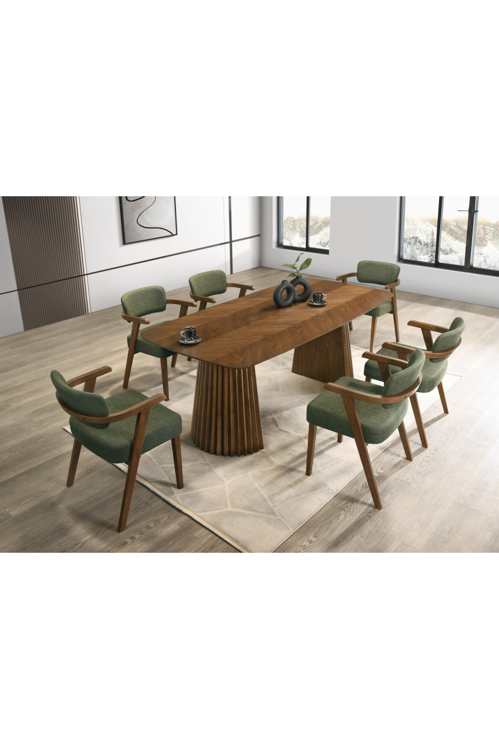 Herringbone Walnut Dining Table | OROA Modern Sacks | Oroatrade.com