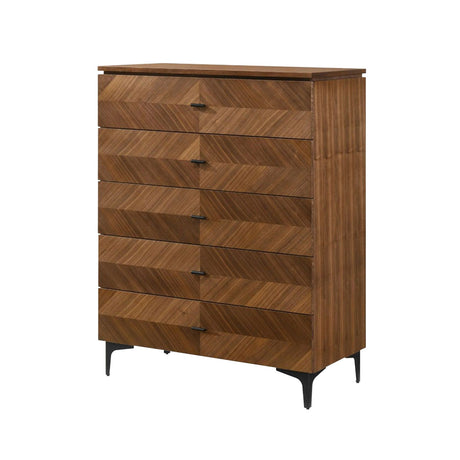   5-Drawer Walnut Veneer Chest | Oroa.com