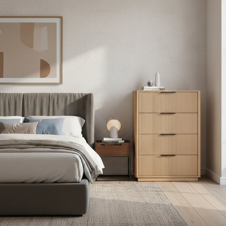   Reeded Wood 4-Drawer Chest | Oroa.com