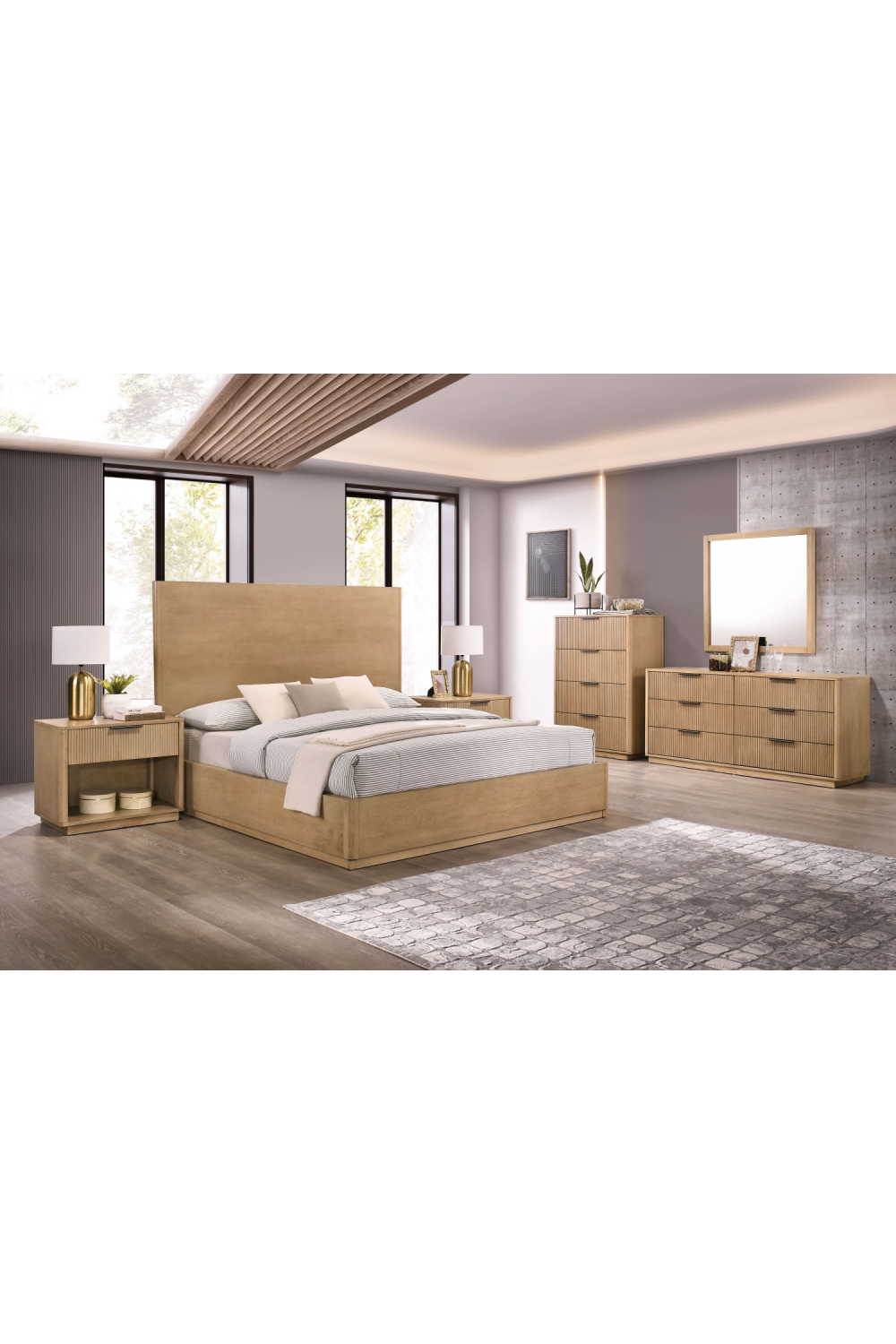 Reeded Wood 1-Drawer Nightstand | OROA Modern Santa Monica | Oroa.com