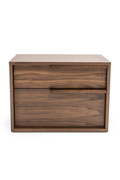 2-Drawer Walnut Veneer Nightstand | OROA Modern Amberlie | Oroa.com