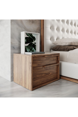 2-Drawer Walnut Veneer Nightstand | OROA Modern Amberlie | Oroa.com