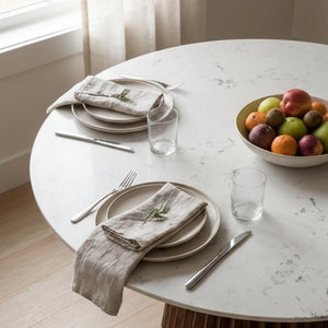 White Marble Round Dining Table | OROA Modern Nancy