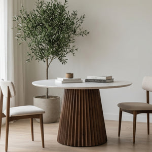 White Marble Round Dining Table | OROA Modern Nancy