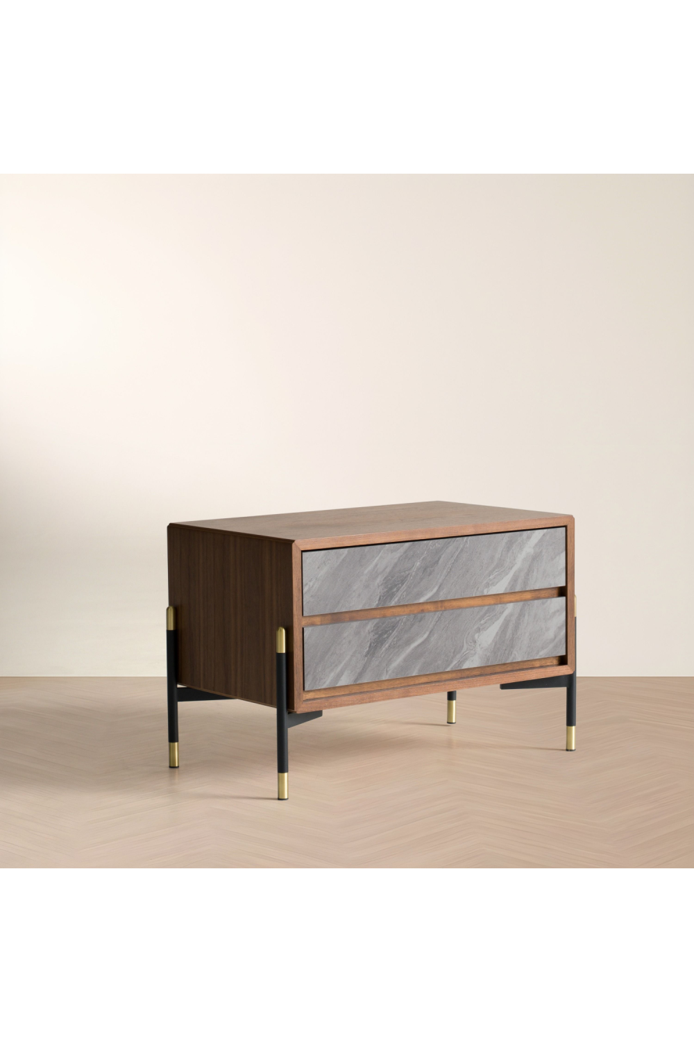 Volcanic Slate 2-Drawer Nightstand | OROA Modern Metcalf | Oroa.com