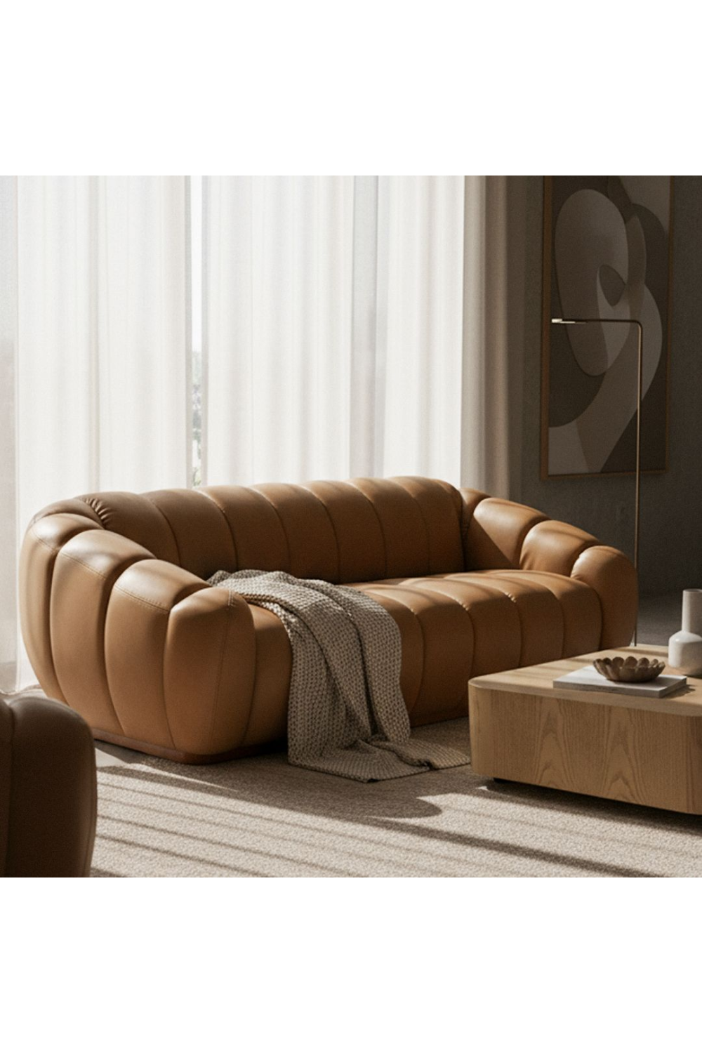 Tan Leather Sofa | OROA Modern Ekwok | Oroa.com