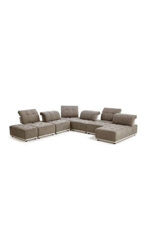 Brown Tufted Modular Sectional Sofa | OROA Modern Ekron | Oroa.com