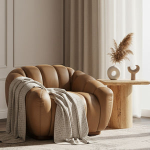 Tan Leather Lounge Chair | OROA Modern Ekwok