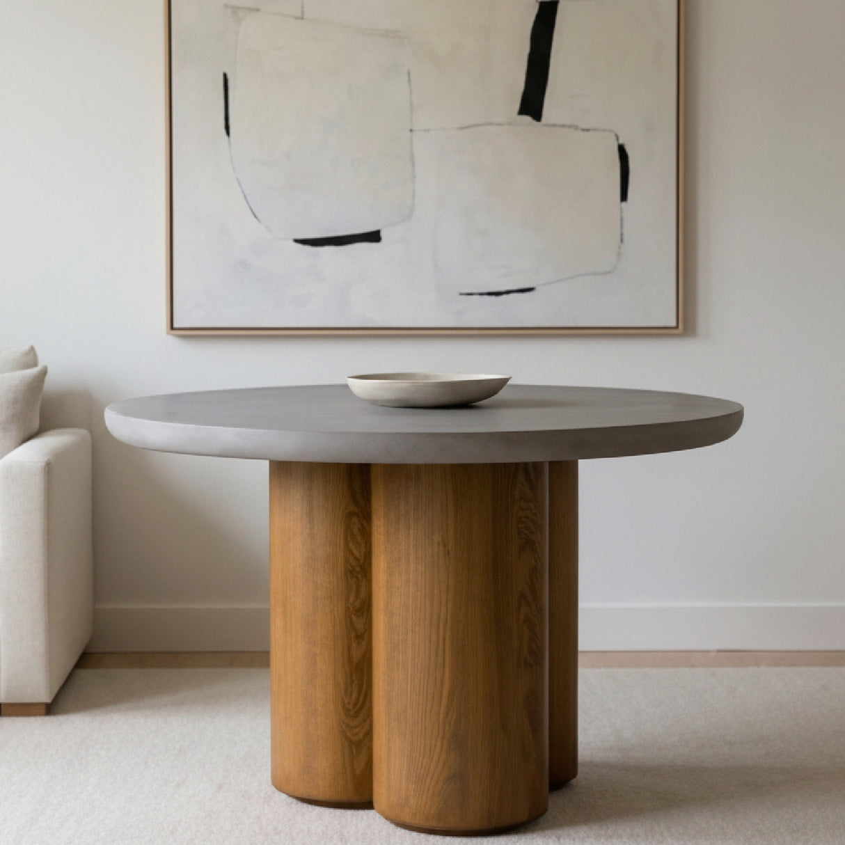   Walnut Base Round Dining Table | Oroa.com