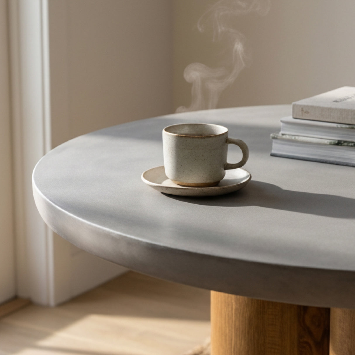   Walnut Base Round Dining Table | Oroa.com