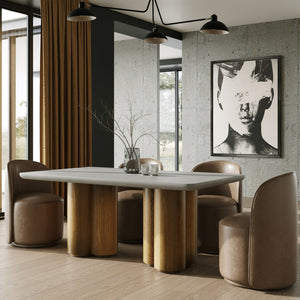 Walnut Base Rectangular Dining Table | OROA Modern Bateman