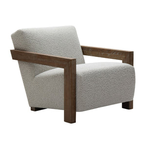   Oak-Framed Beige Accent Chair | Oroa.com