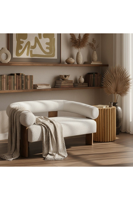 Oak-Framed White Loveseat | OROA Modern Aledo | Oroa.com