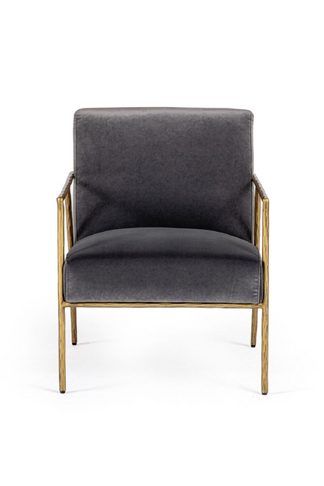 Gold-Framed Gray Velvet Accent Chair | OROA Modern Gibbons | Oroa.com