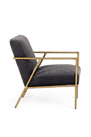 Gold-Framed Gray Velvet Accent Chair | OROA Modern Gibbons | Oroa.com