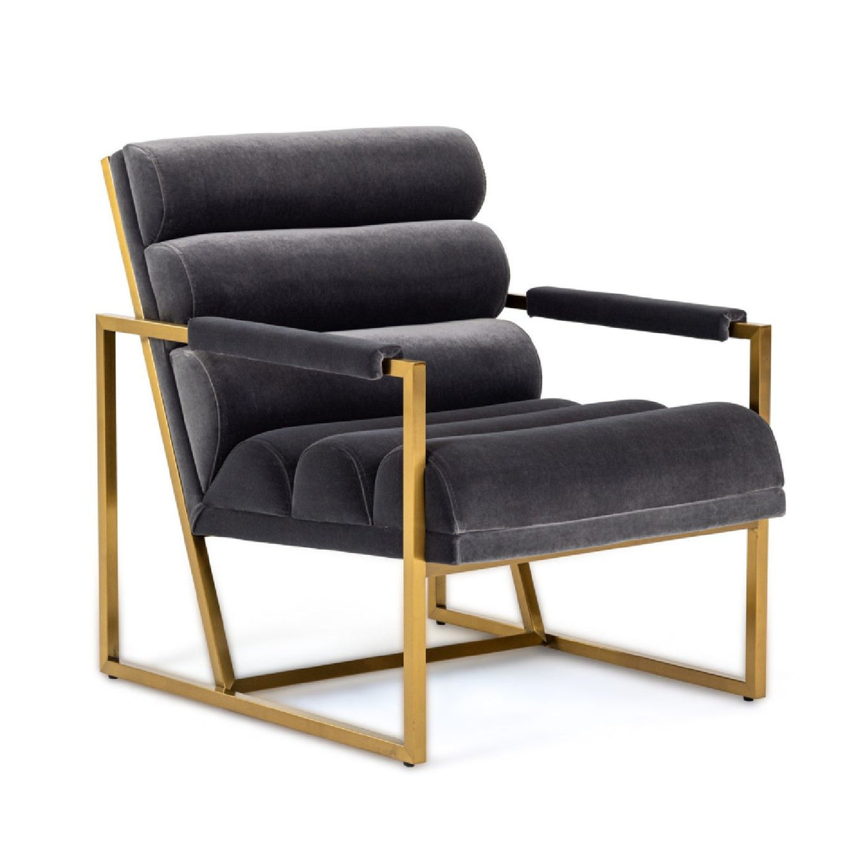 Gray Velvet Lounge Chair | OROA Modern Anton
