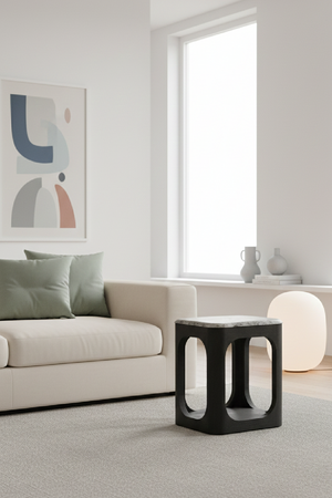 White Granite End Table | OROA Modern Marco