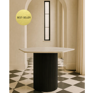 Hexagonal White Marble Dining Table | OROA Modern Rivas