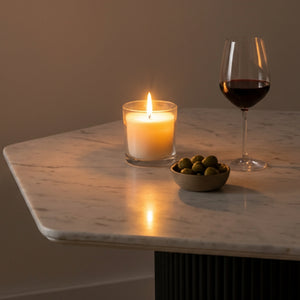 Hexagonal White Marble Dining Table | OROA Modern Rivas