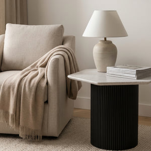 Hexagonal White Marble Dining Table | OROA Modern Rivas