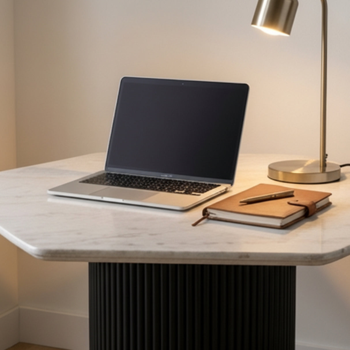 Hexagonal White Marble Dining Table | OROA Modern Rivas