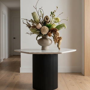 Hexagonal White Marble Dining Table | OROA Modern Rivas