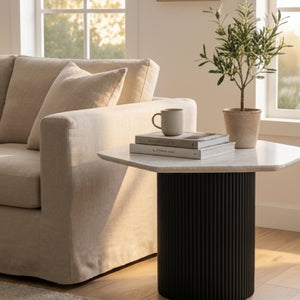 Hexagonal White Marble Dining Table | OROA Modern Rivas