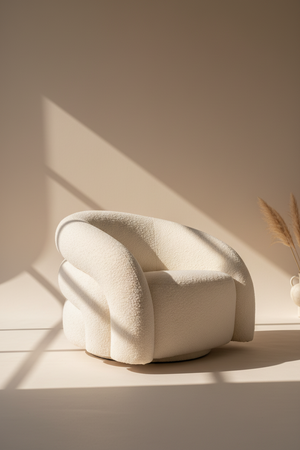 White Boucle Accent Chair | OROA Modern Joshua