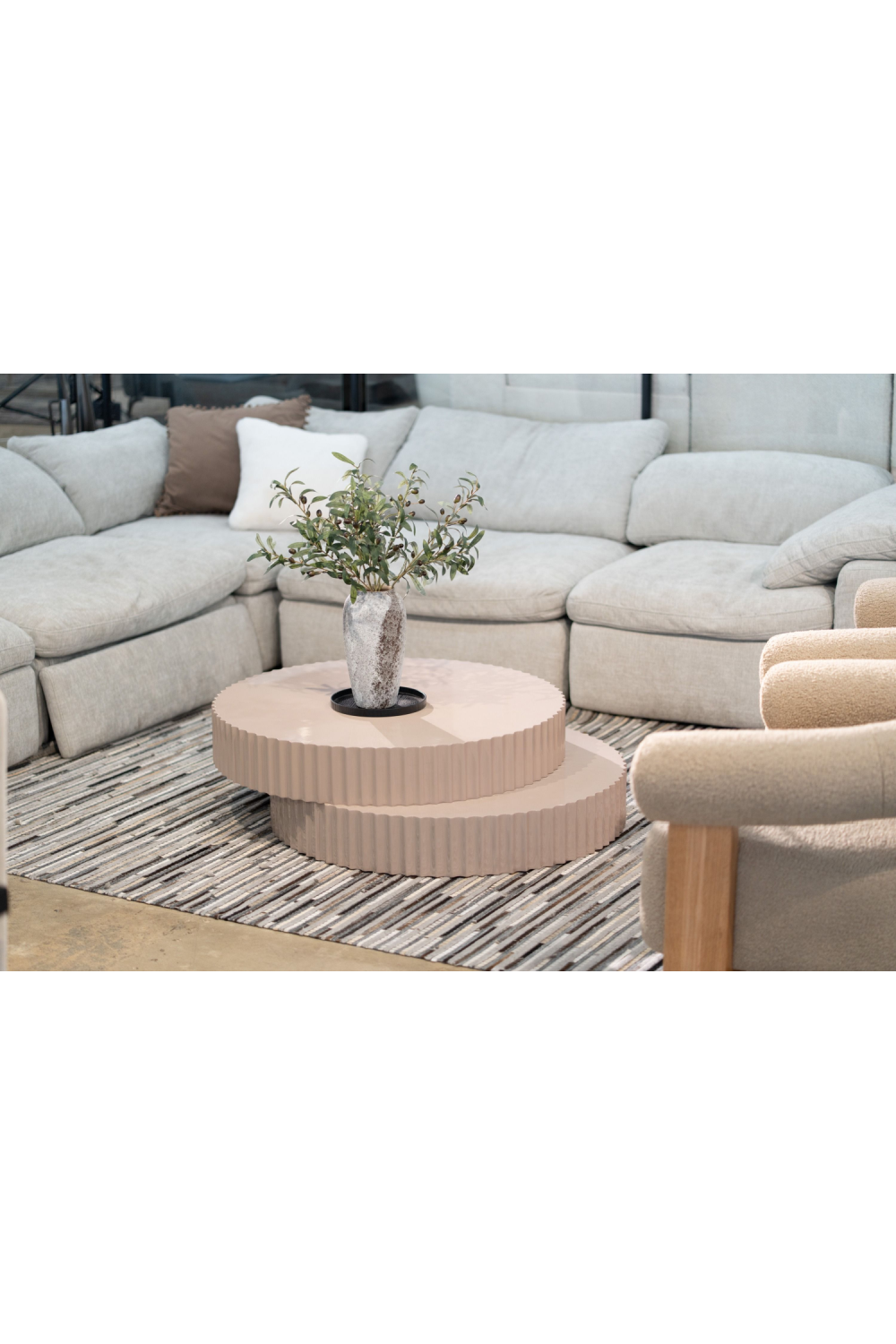 Glossy Taupe Fluted Coffee Table | OROA Modern Jacinto | Oroa.com