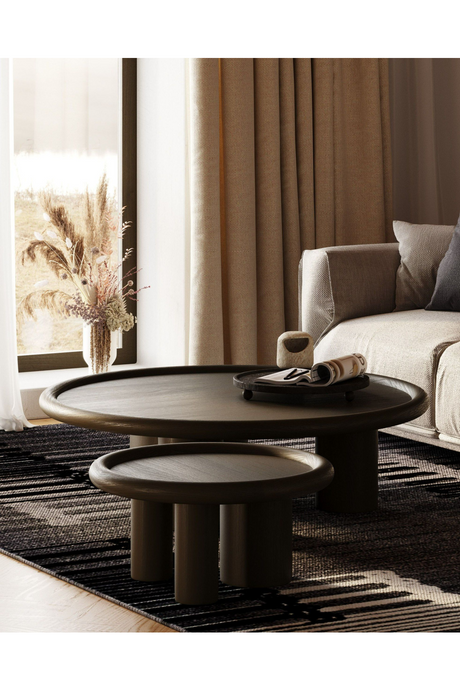 Brown Ash Round Nesting Tables (2) | OROA Modern Strauss | Oroa.com